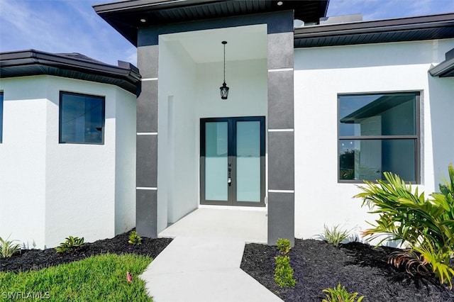 property entrance with french doors