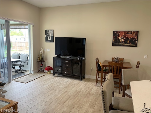 living room featuring light wood-type flooring