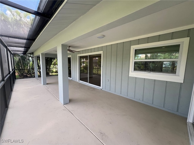 view of patio / terrace with a lanai