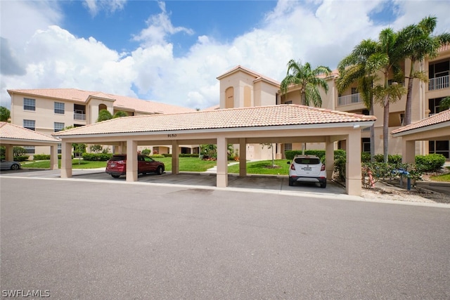 view of car parking with a carport