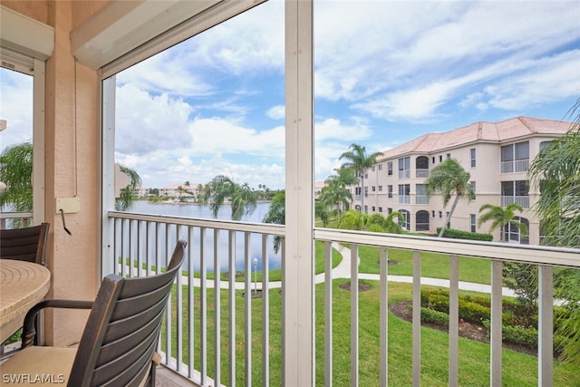 balcony with a water view