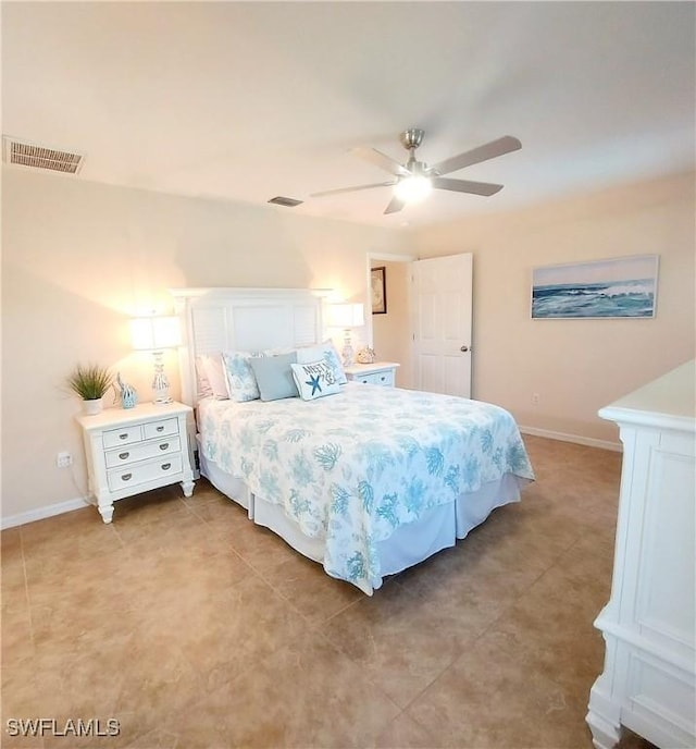 bedroom featuring ceiling fan