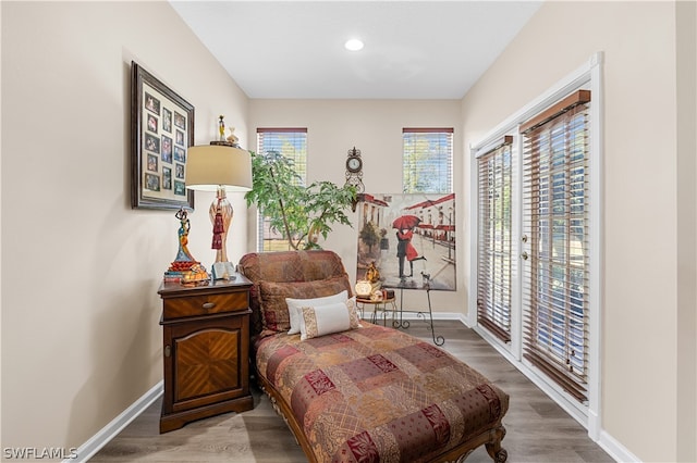 interior space with hardwood / wood-style flooring