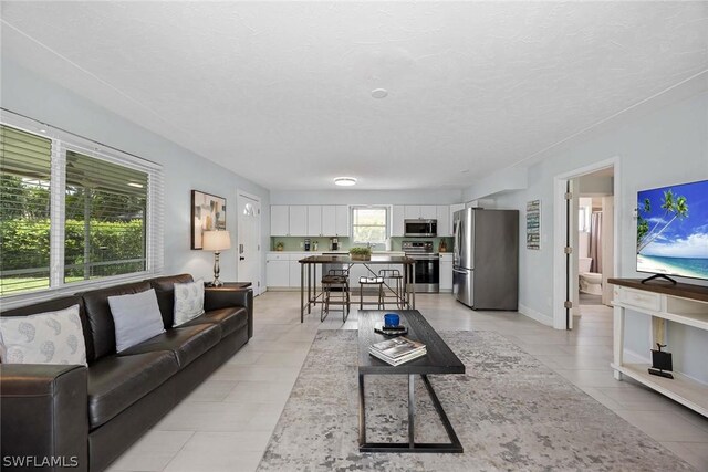 view of tiled living room