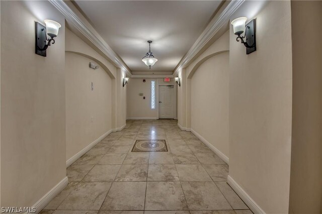 corridor with crown molding