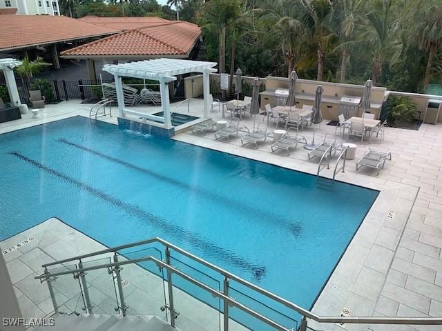 pool with a pergola