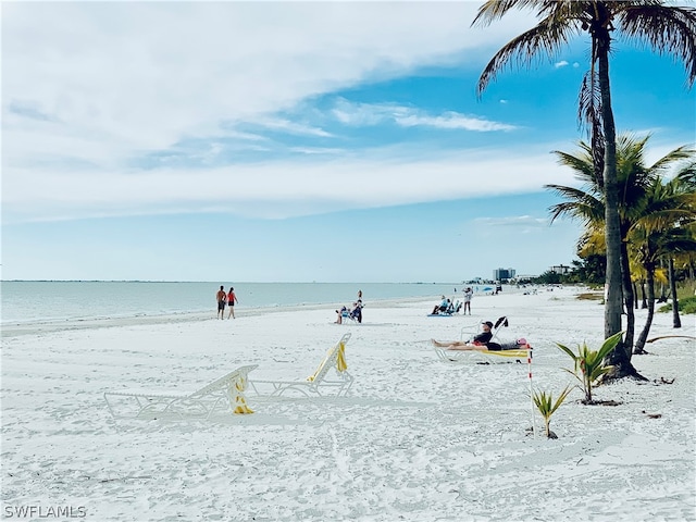 view of water feature featuring a view of the beach