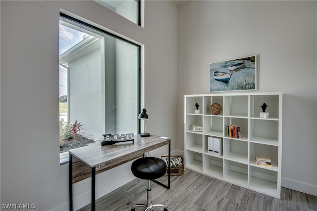 office area featuring wood-type flooring