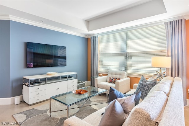 view of tiled living room