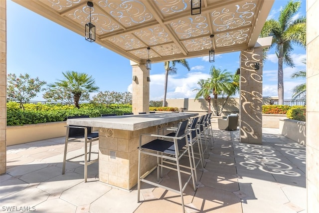 view of patio / terrace with a bar