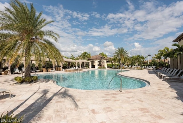 view of pool featuring a patio area