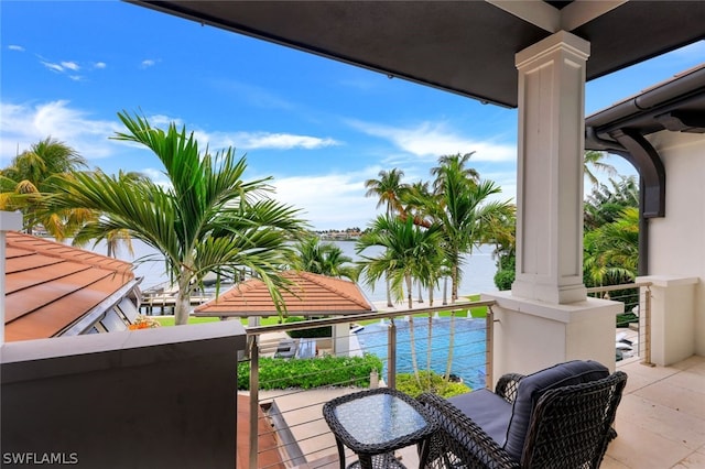 balcony with a water view