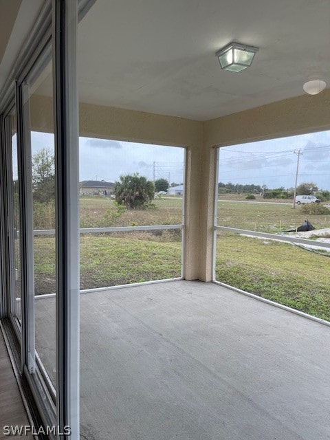 view of unfurnished sunroom