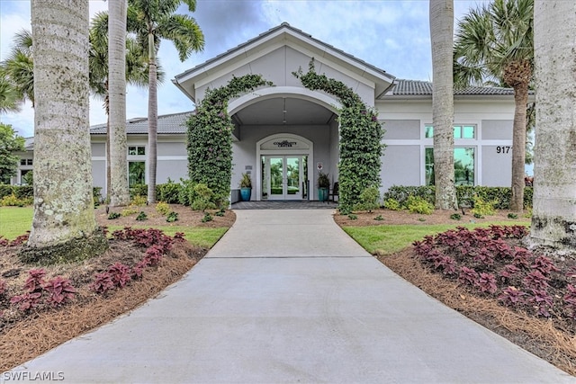 property entrance with french doors