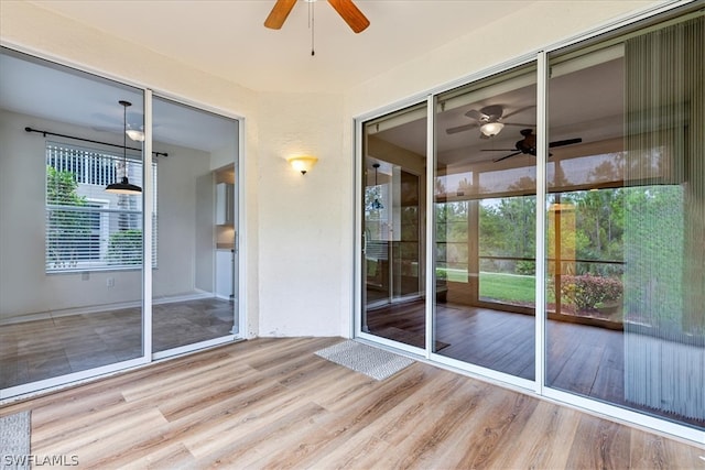 interior space with plenty of natural light and ceiling fan