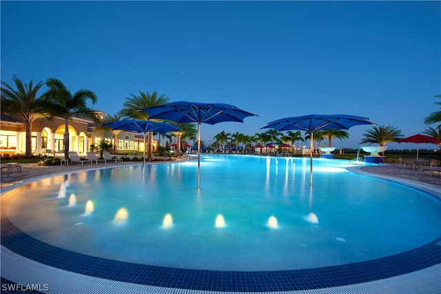 view of swimming pool featuring a patio area