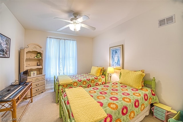 bedroom with carpet and ceiling fan