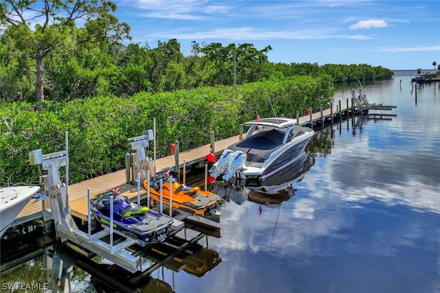 view of dock featuring a water view