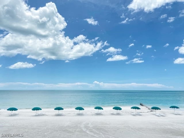 view of water feature featuring a view of the beach