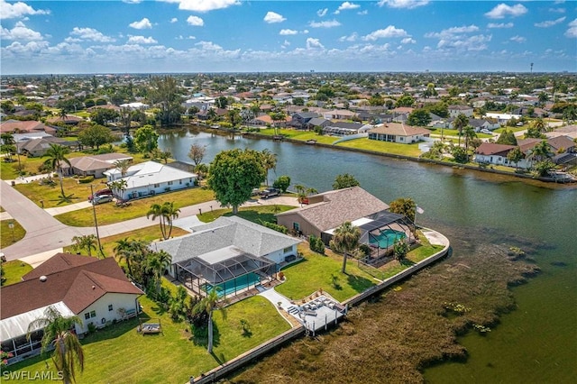 bird's eye view featuring a water view