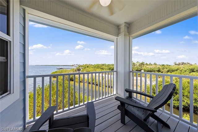 balcony with a water view