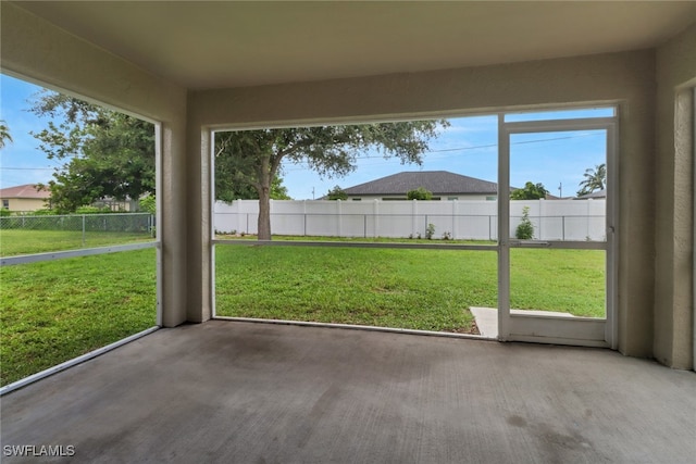 view of unfurnished sunroom