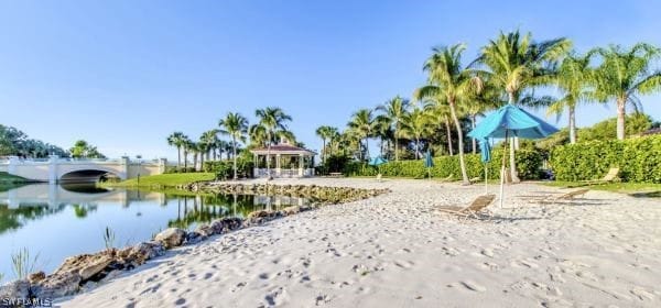 water view with a gazebo