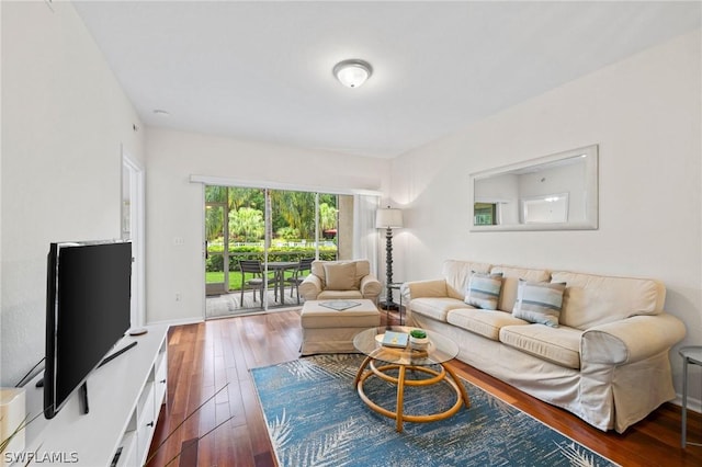 living room with hardwood / wood-style flooring