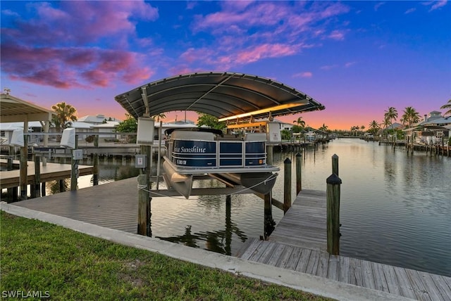 view of dock featuring a water view