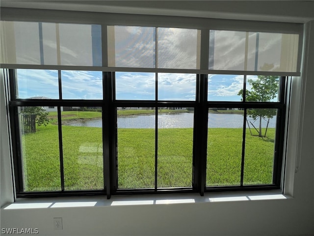 doorway featuring a water view