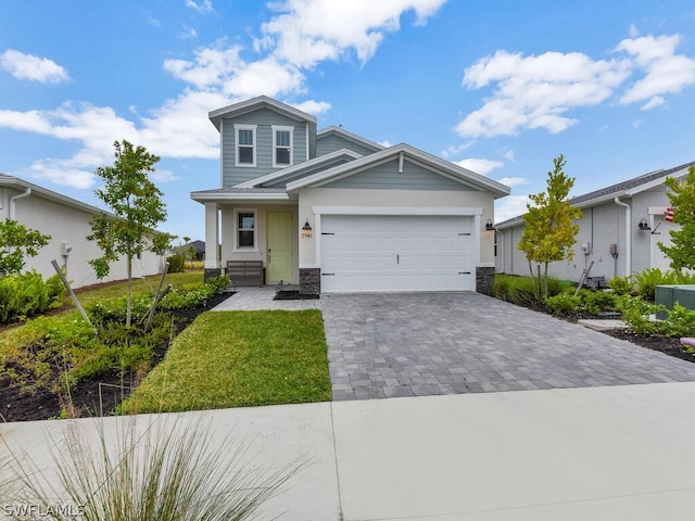 view of front of house with a garage