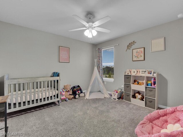 17941 Saddle Rd, Punta Gorda, FL 33982 - bedroom featuring carpet flooring, a crib, and ceiling fan