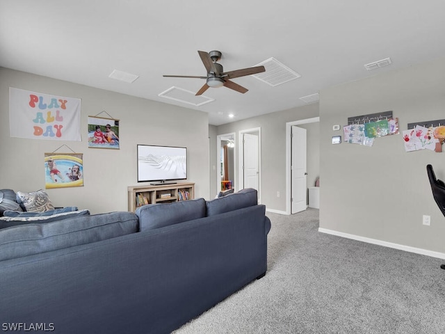 17941 Saddle Rd, Punta Gorda, FL 33982 - carpeted living room with baseboards and a ceiling fan