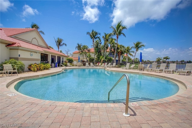 pool featuring a patio area