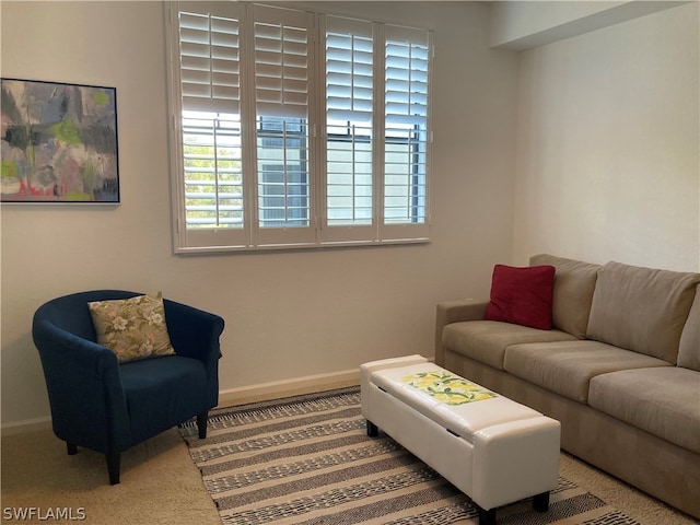 living room featuring baseboards