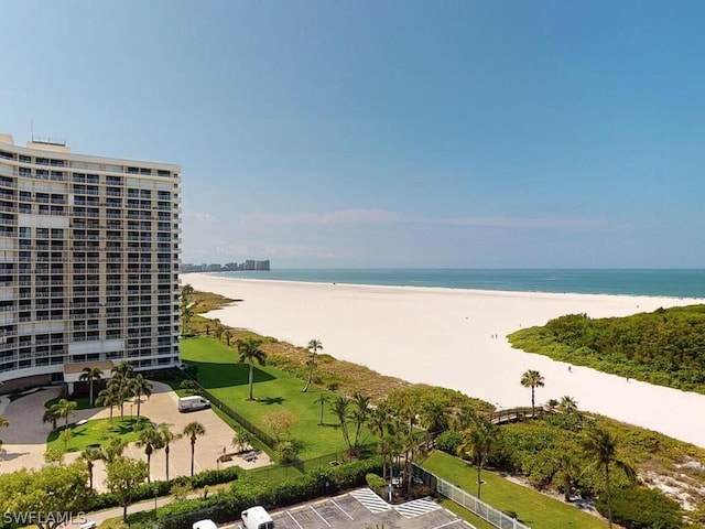 view of water feature with a view of the beach