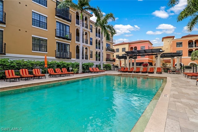 view of pool featuring a pergola