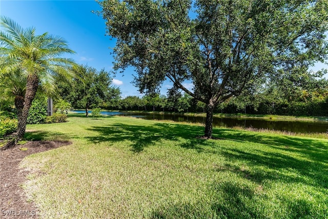 view of yard featuring a water view