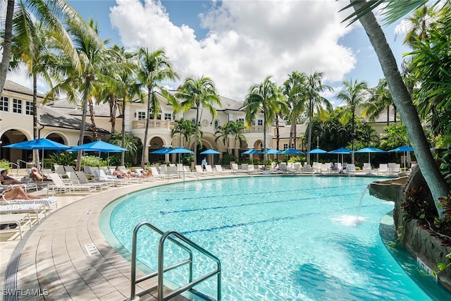 view of pool with a patio