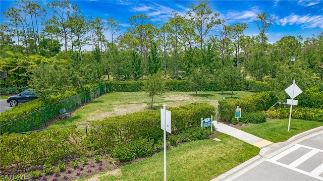 view of property's community featuring a lawn