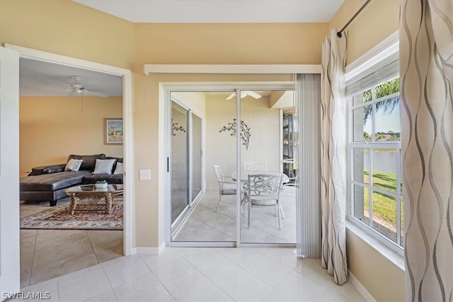 interior space featuring light tile floors