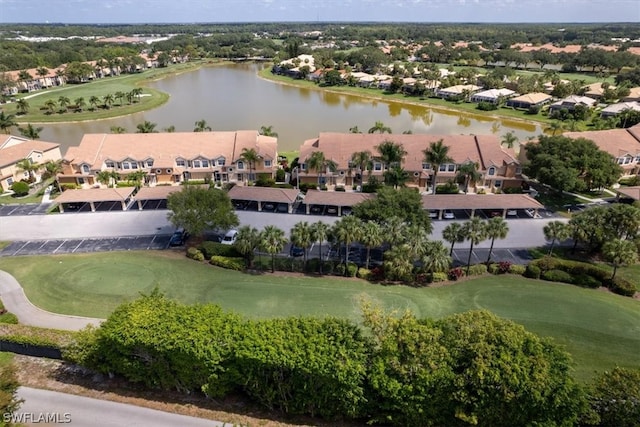 bird's eye view featuring a water view