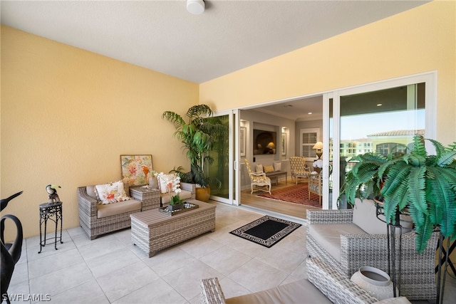 view of tiled living room