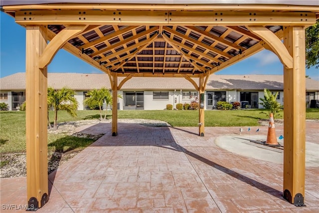 view of patio featuring a gazebo