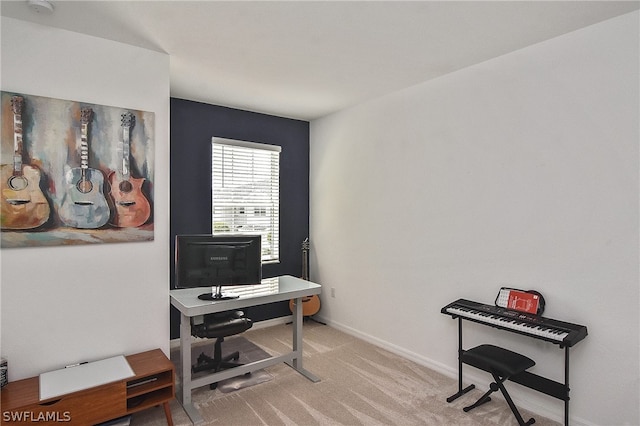 view of carpeted home office