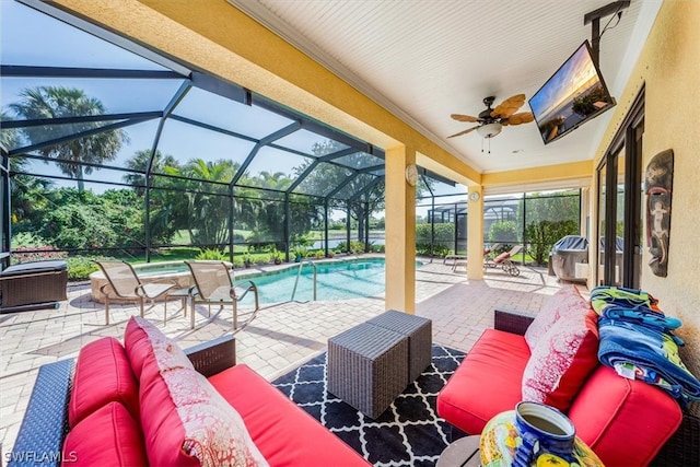 exterior space with a patio and an outdoor living space