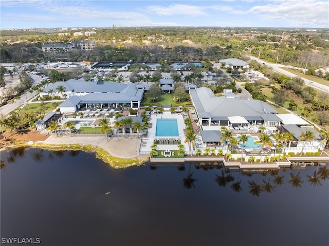 bird's eye view featuring a water view