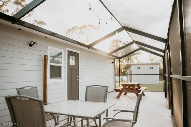 interior space with a storage shed