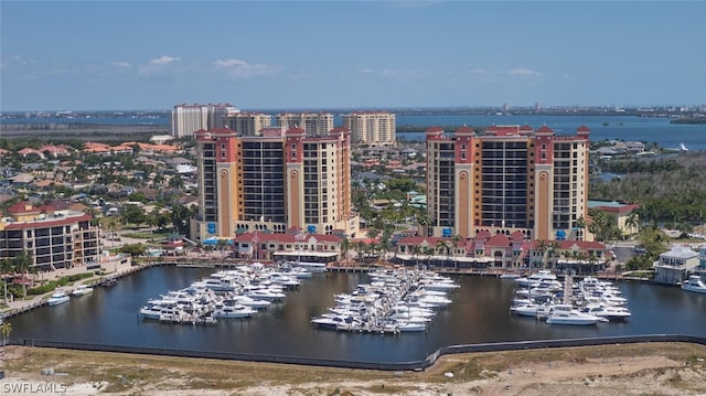 property's view of city with a water view