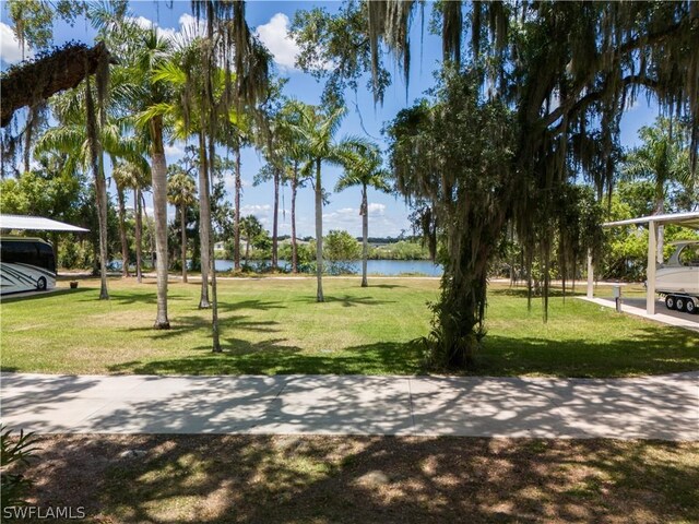 view of yard with a carport